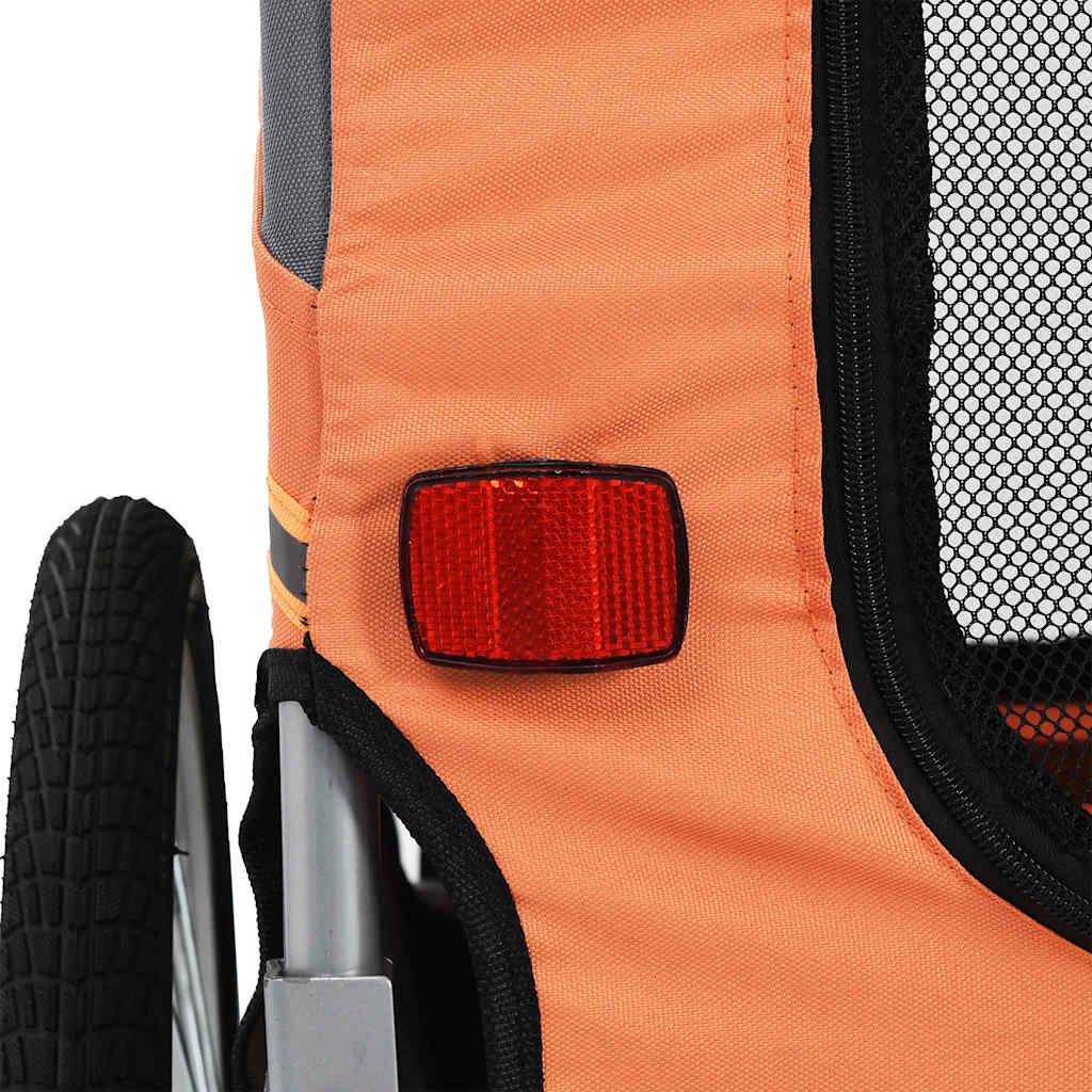 Hondenfietstrailer oranje en grijs