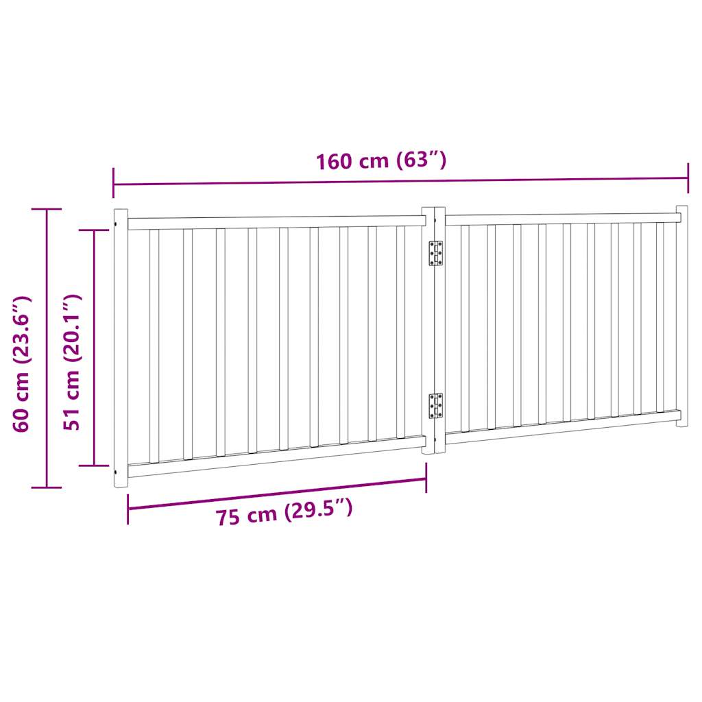 Hondenhek inklapbaar 2 panelen 160 cm massief vurenhout