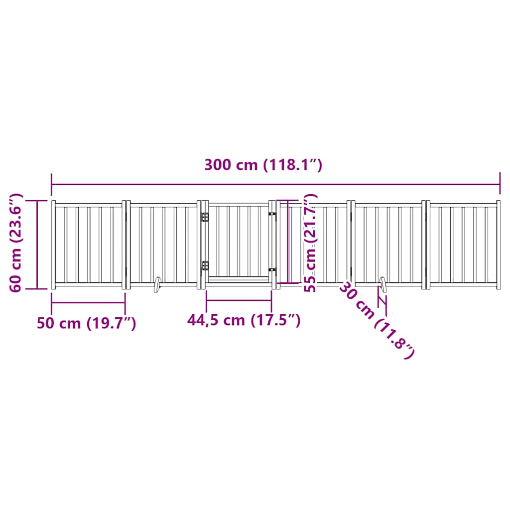 Hondenhek inklapbaar 6 panelen 300 cm massief vurenhout wit