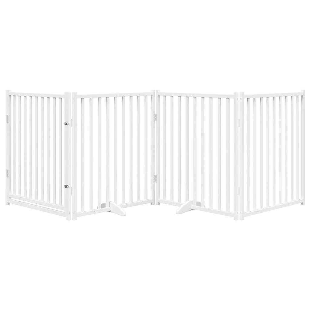 Hondenhek inklapbaar 4 panelen 320 cm massief vurenhout wit
