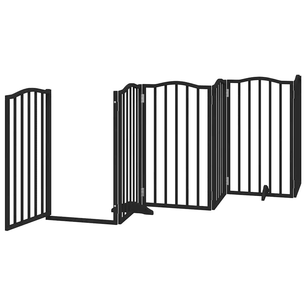 Hondenhek inklapbaar 15 panelen 750 cm populierenhout zwart