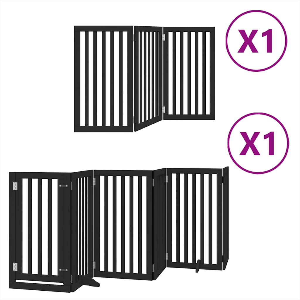 Hondenhek inklapbaar 9 panelen 450 cm populierenhout zwart