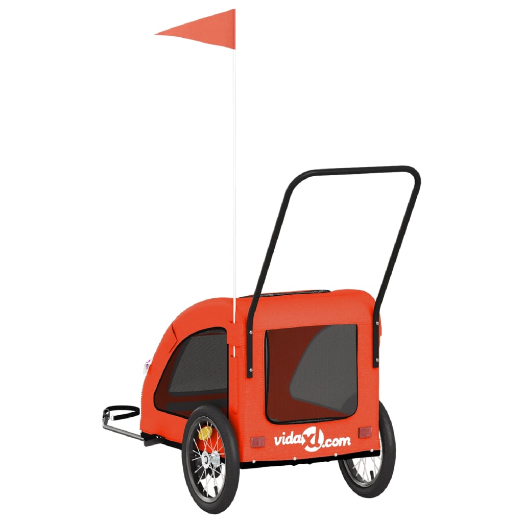 Hondenfietstrailer oxford stof en ijzer oranje