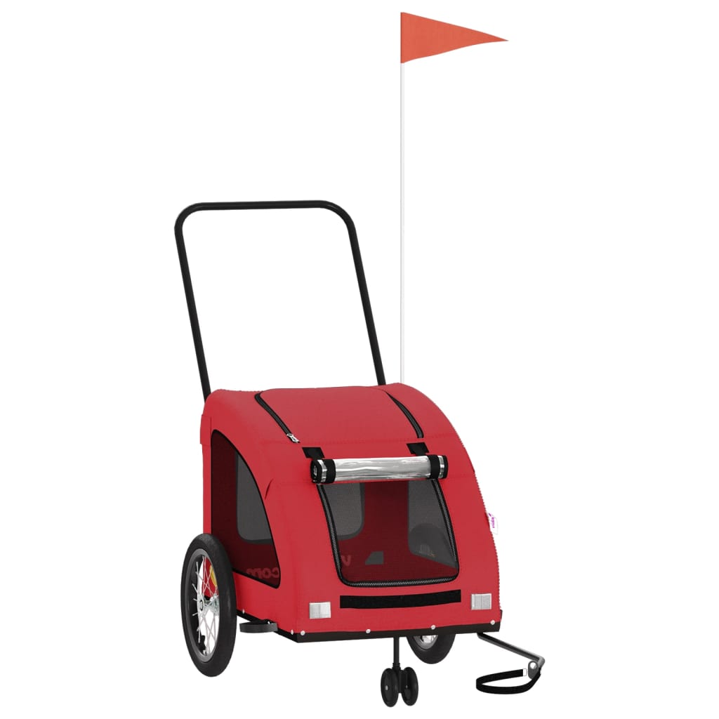 Hondenfietstrailer oxford stof en ijzer rood