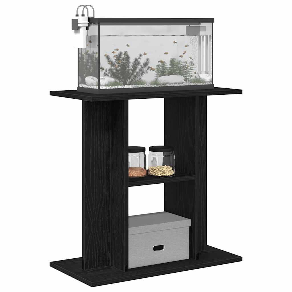 Aquariumstandaard Zwart Eiken 60x30x60 cm Bewerkt Hout
