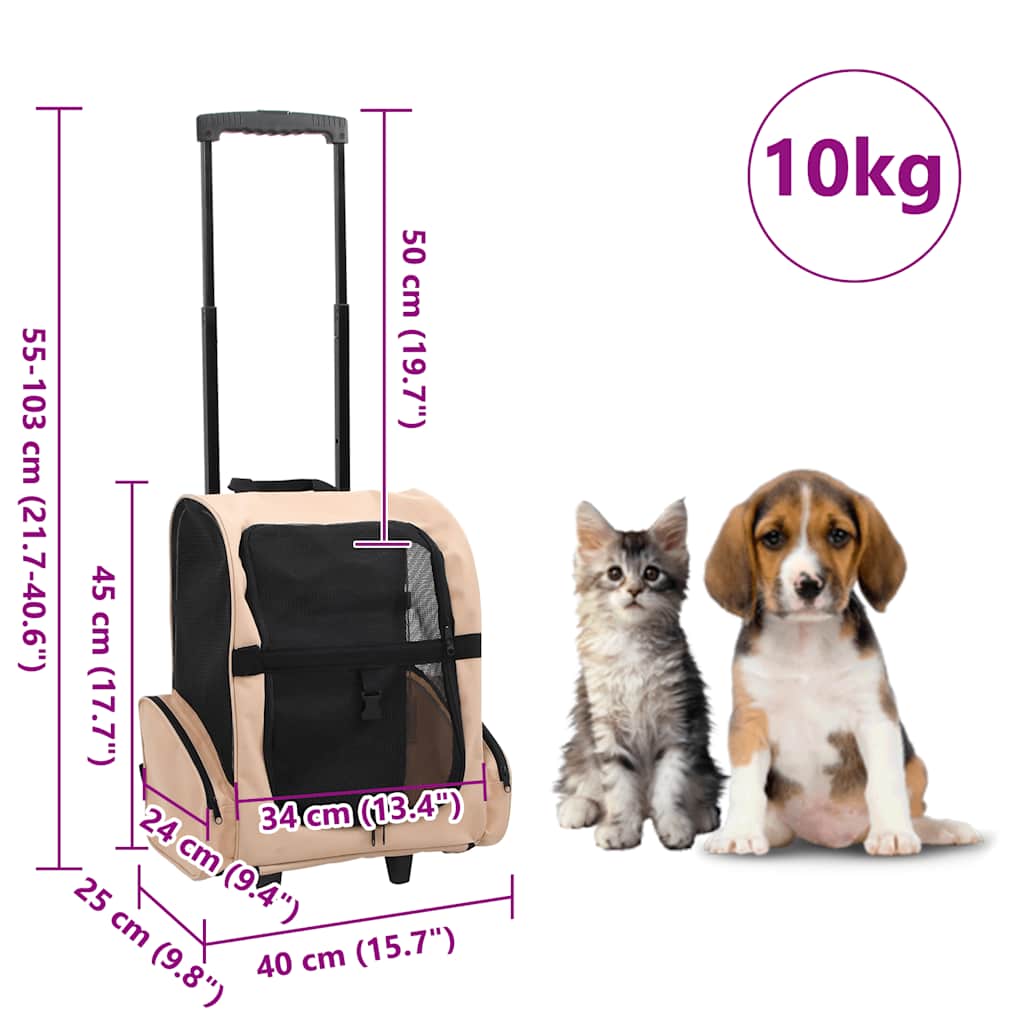 Huisdierentrolley inklapbaar beige