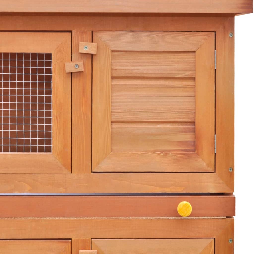 Buitenkonijnenhok voor kleine huisdieren, 4 deuren, hout