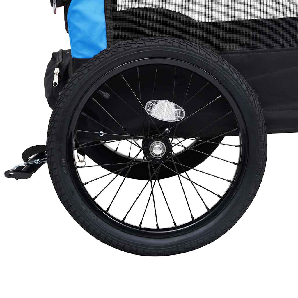 Fietstrailer en hondenwagen 2-in-1 blauw en zwart
