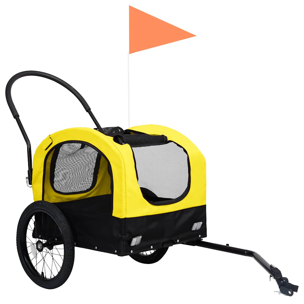 Fietstrailer en hondenwagen 2-in-1 geel en zwart