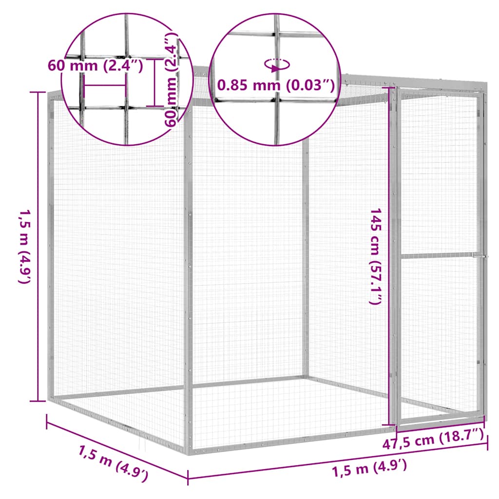 Kattenkooi 1,5x1,5x1,5 m gegalvaniseerd staal