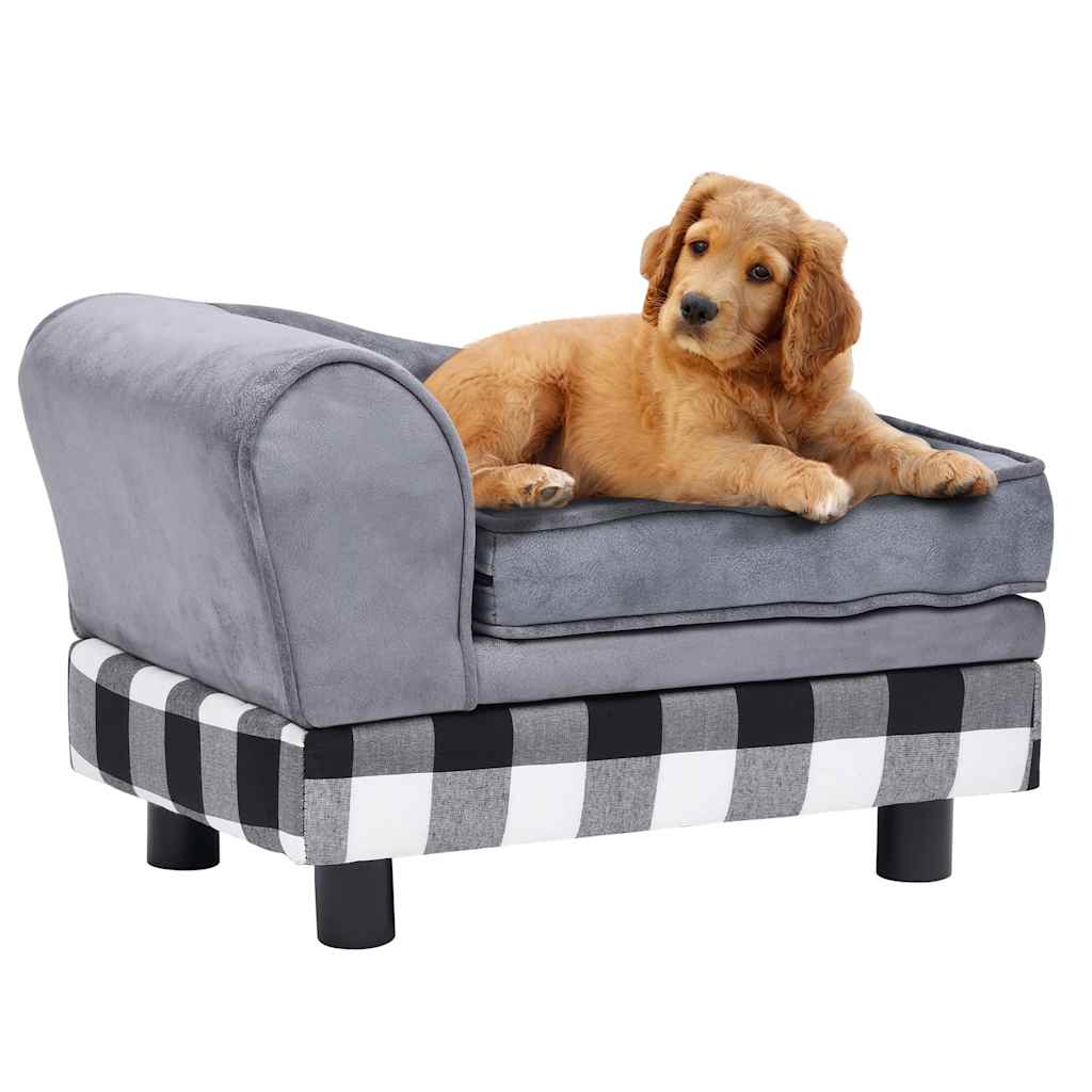 Hondenbank 57x34x36 cm pluche grijs