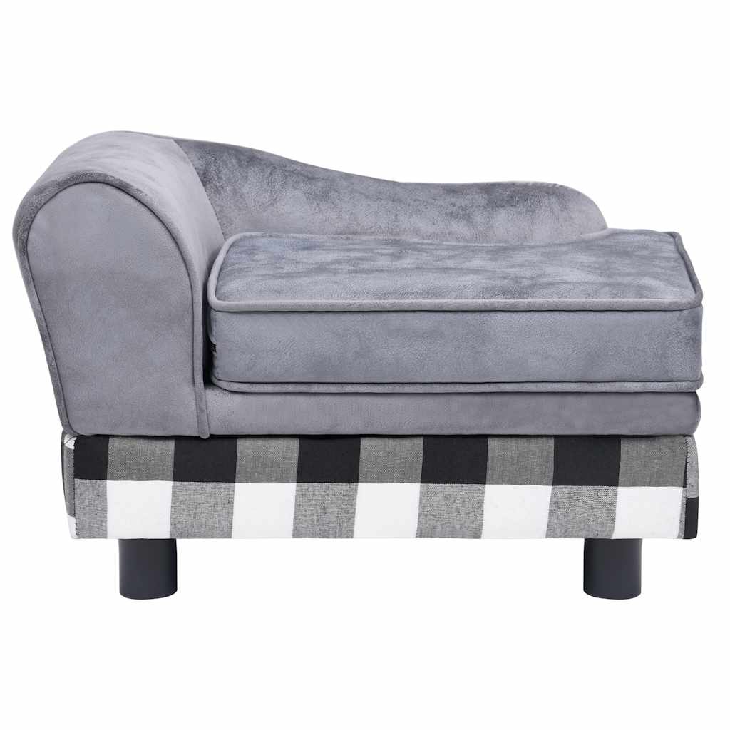 Hondenbank 57x34x36 cm pluche grijs