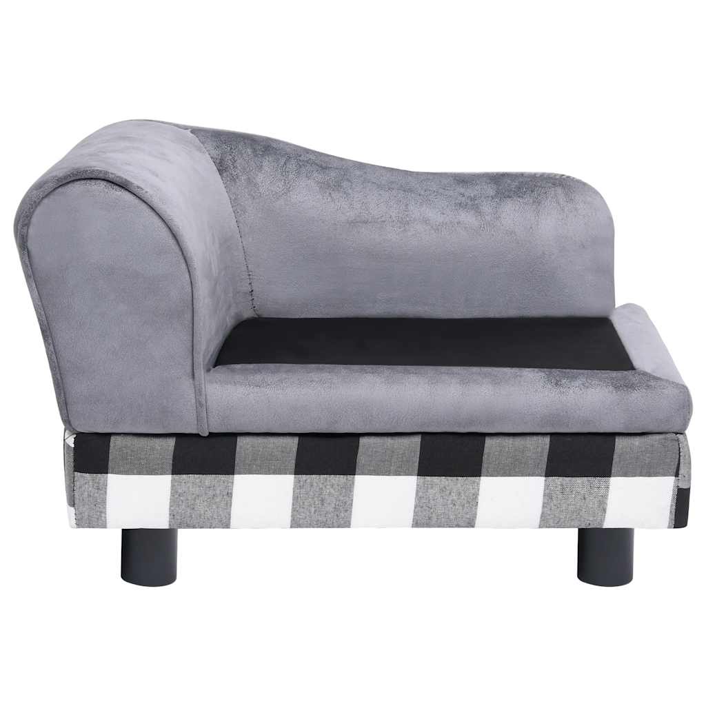 Hondenbank 57x34x36 cm pluche grijs