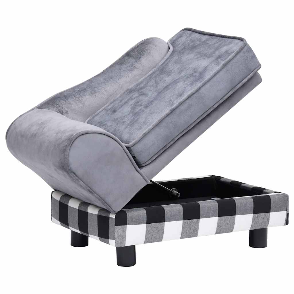 Hondenbank 57x34x36 cm pluche grijs