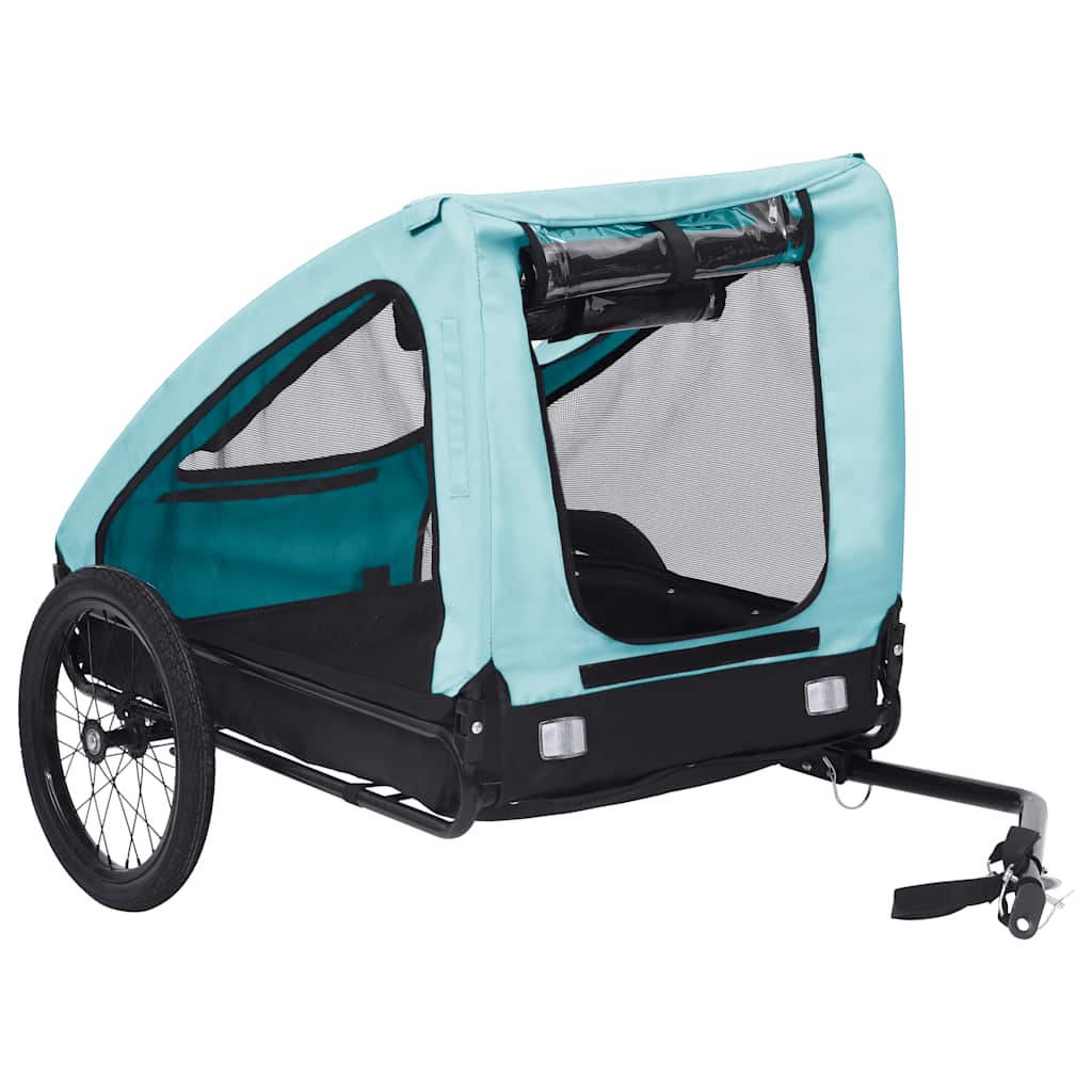Hondenfietstrailer blauw en zwart