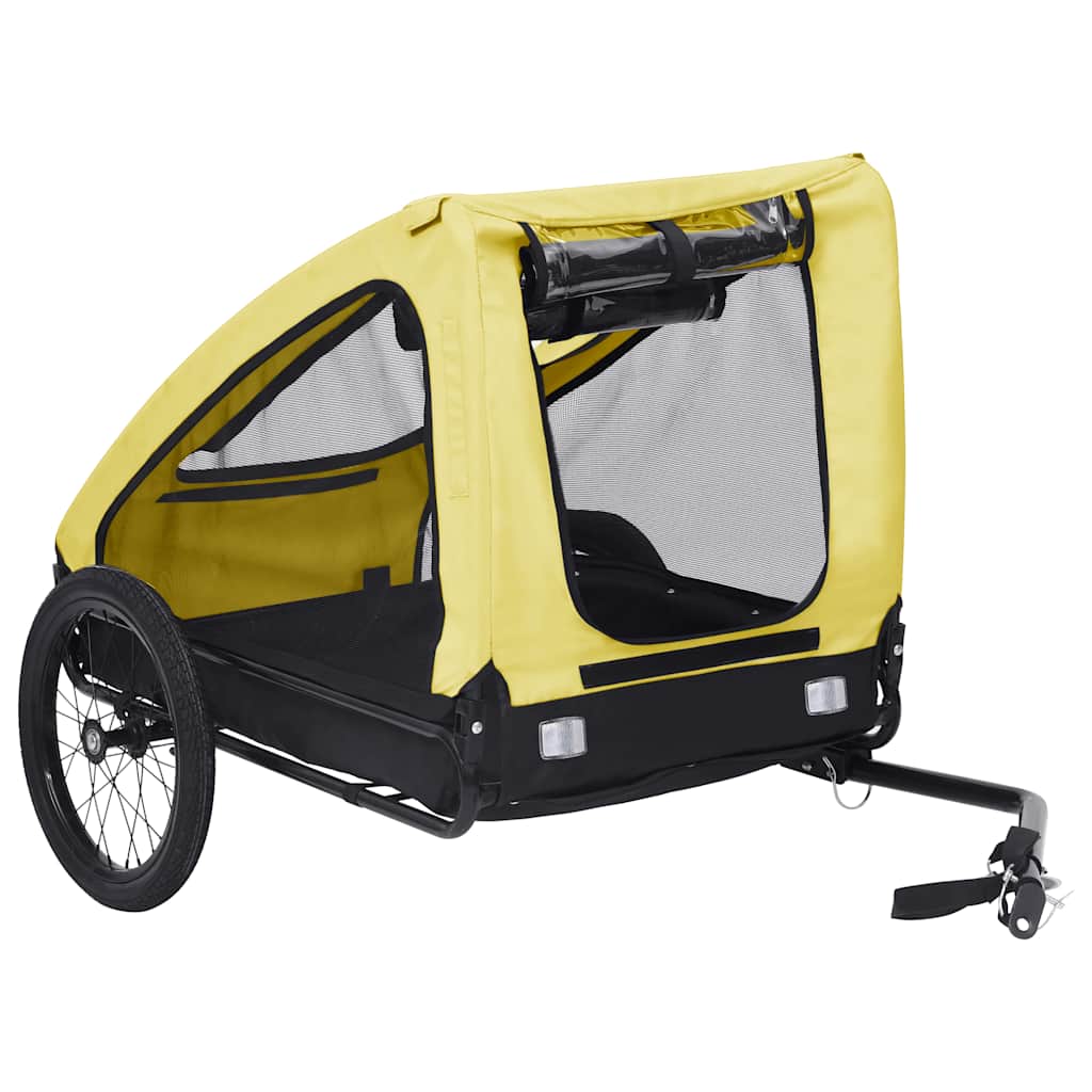 Hondenfietstrailer geel en zwart