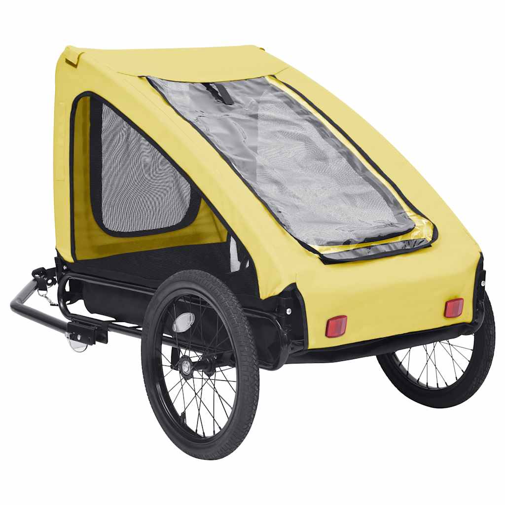 Hondenfietstrailer geel en zwart