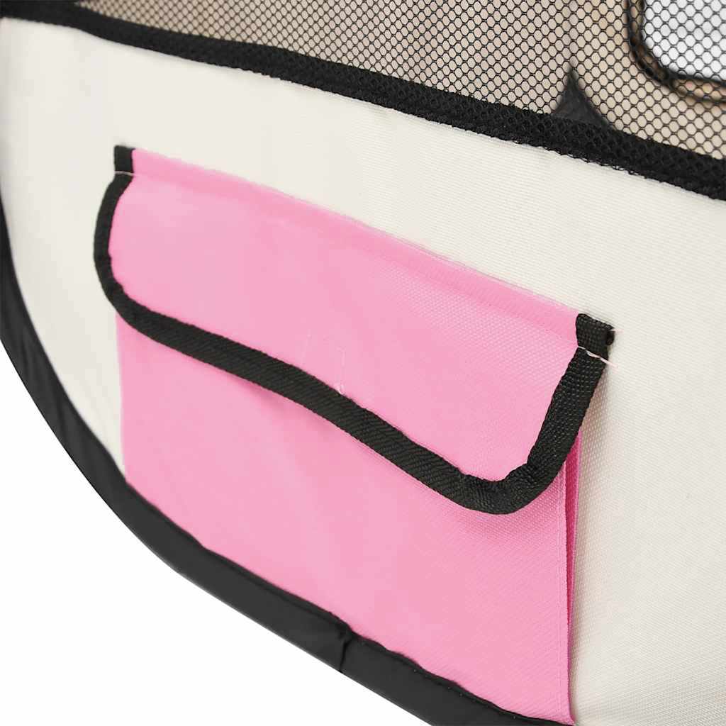 Hondenren inklapbaar met draagtas 90x90x58 cm roze