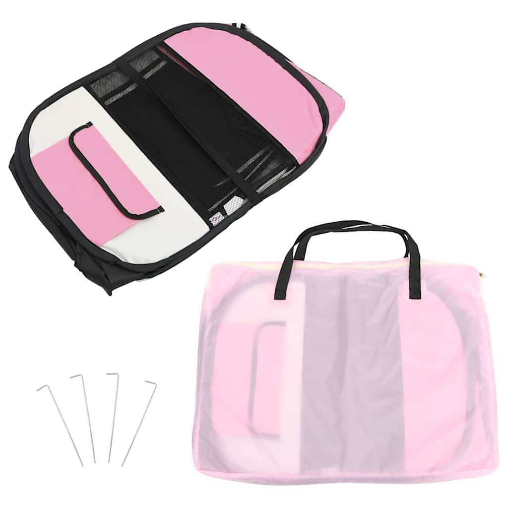 Hondenren inklapbaar met draagtas 90x90x58 cm roze
