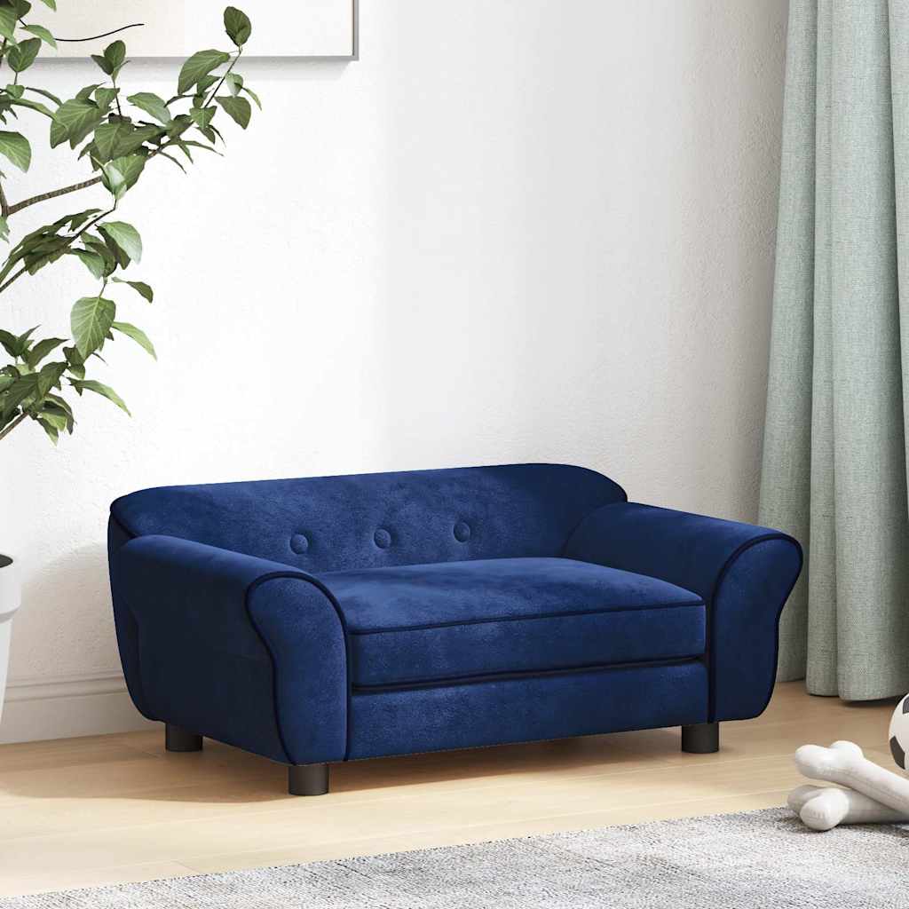 Hondenbank 72x45x30 cm pluche blauw