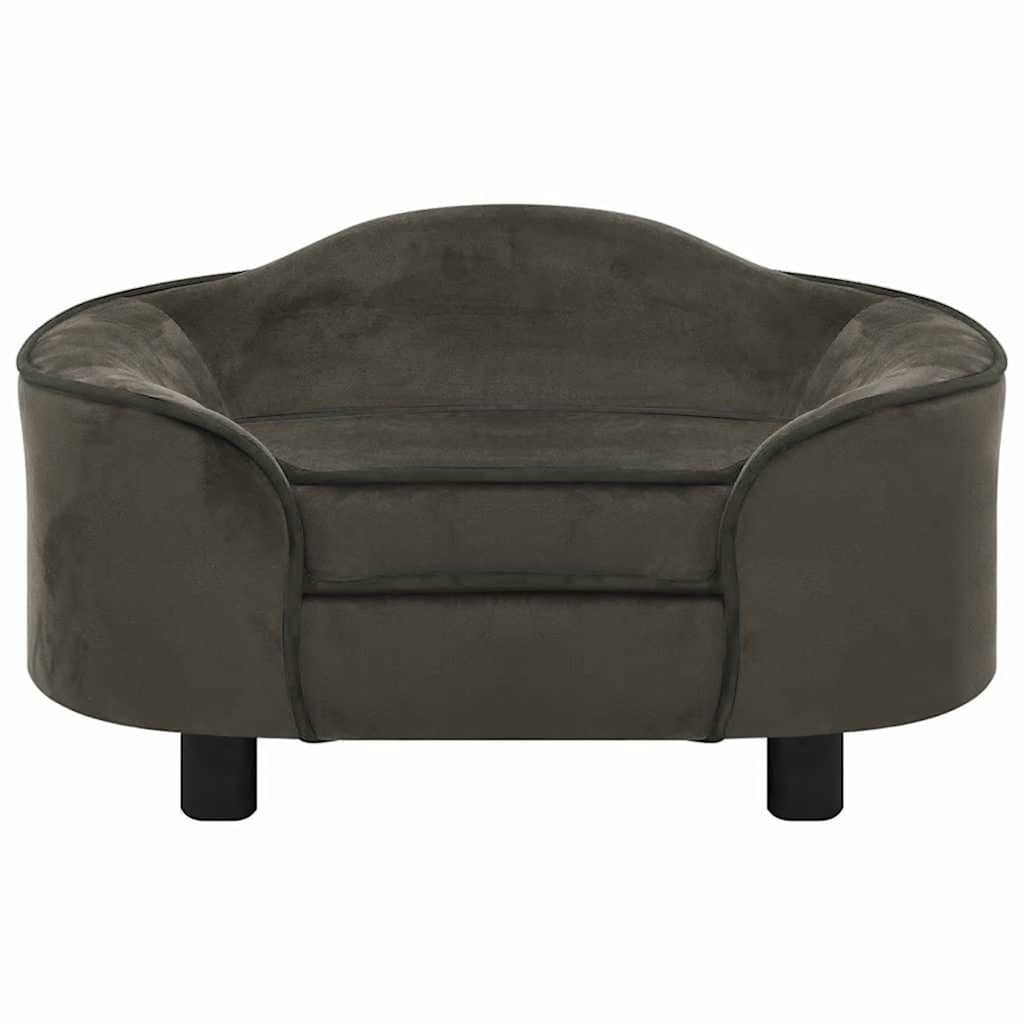 Hondenbank 67x47x36 cm pluche donkergrijs