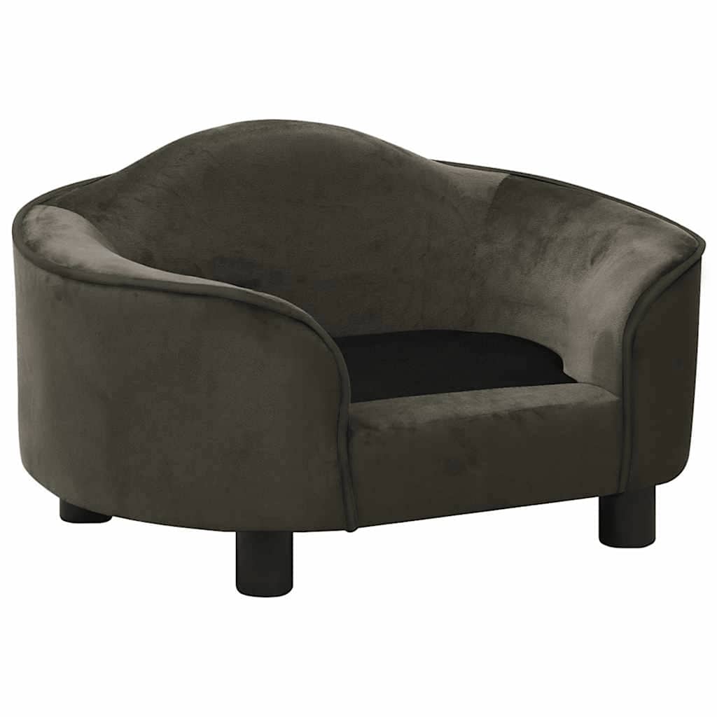 Hondenbank 67x47x36 cm pluche donkergrijs