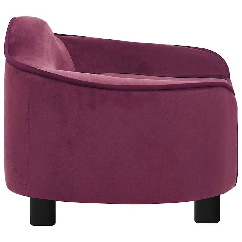 Hondenbank 67x47x36 cm pluche bordeauxrood