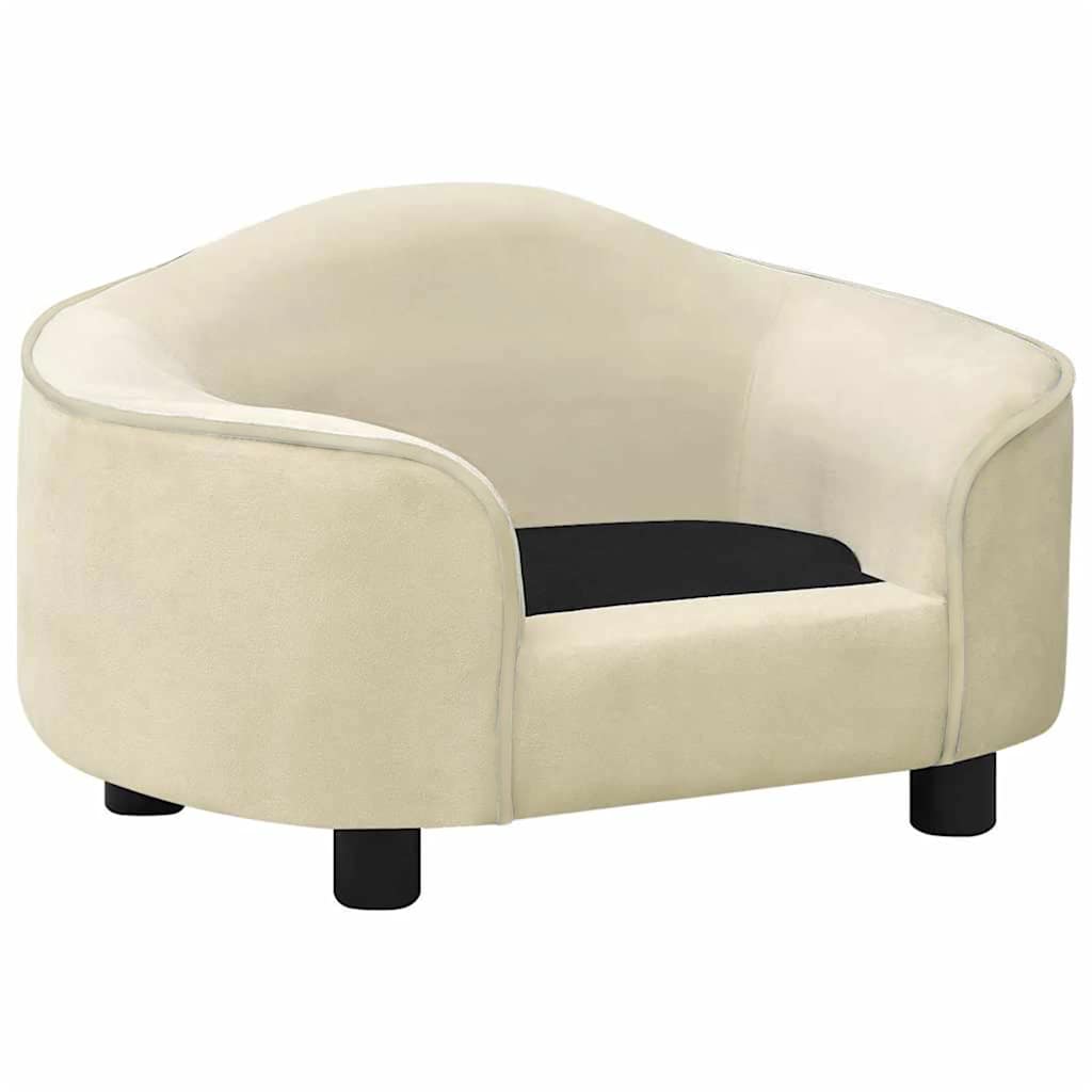 Hondenbank 67x47x36 cm pluche crèmekleurig