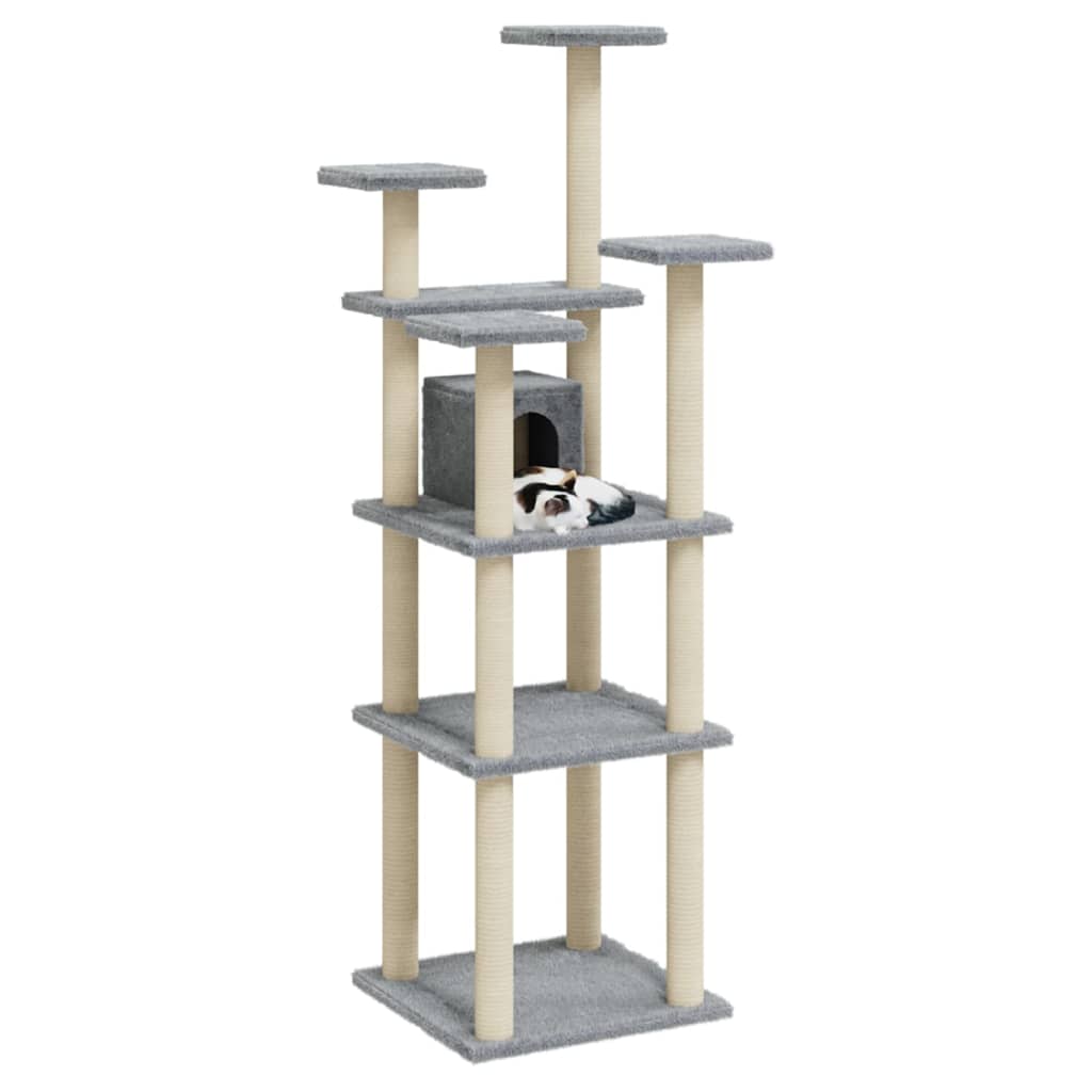 Kattenmeubel met sisal krabpalen 171 cm lichtgrijs