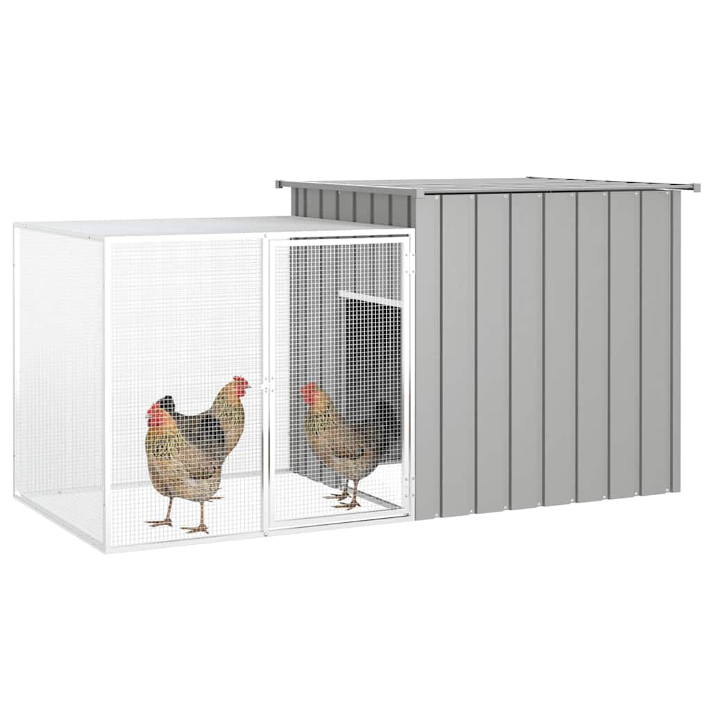 Kippenhok 200x91x100 cm gegalvaniseerd staal grijs