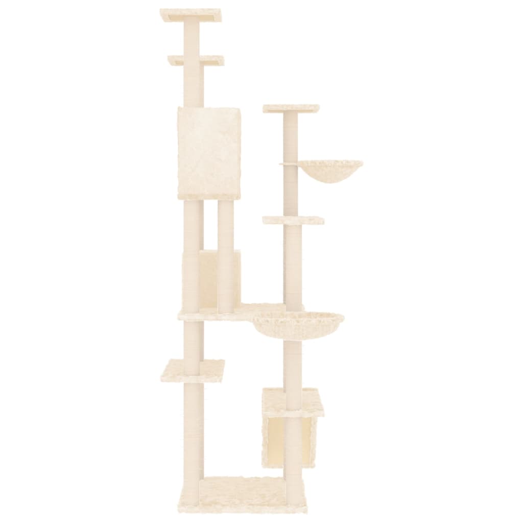 Kattenmeubel met sisal krabpalen 191 cm crèmekleurig