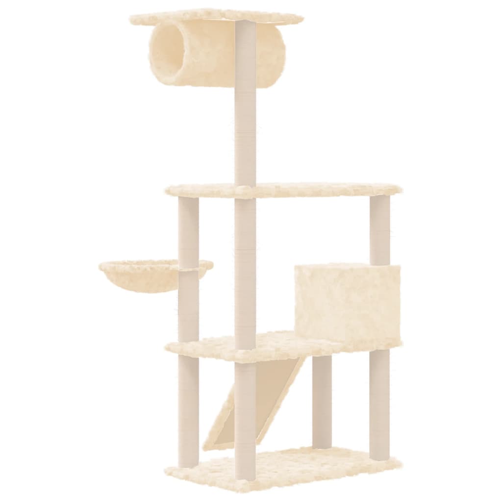 Kattenmeubel met sisal krabpalen 131 cm crèmekleurig