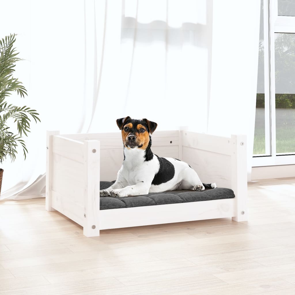 Hondenbed Wit 55,5x45,5x28 cm Massief grenenhout