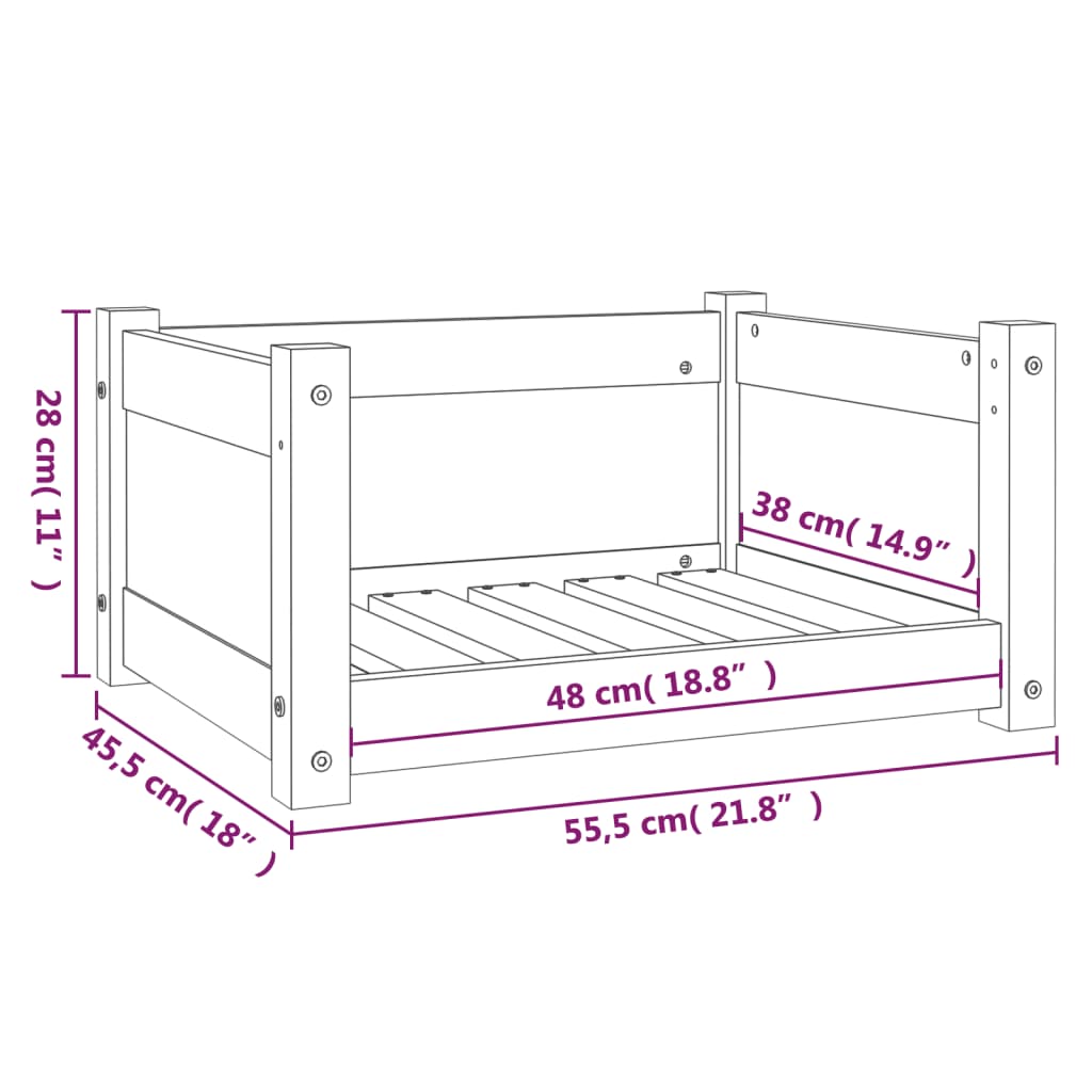 Hondenbed Wit 55,5x45,5x28 cm Massief grenenhout