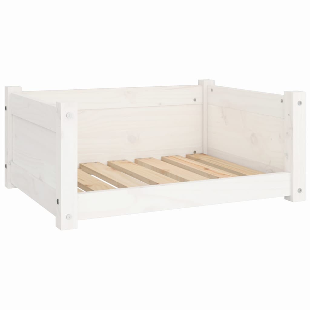 Hondenbed Wit 65,5x50,5x28 cm Massief grenenhout