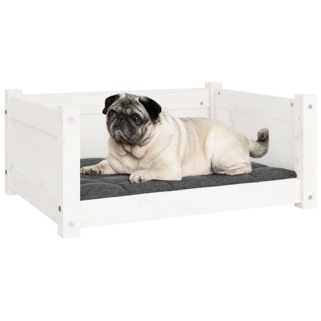 Hondenbed Wit 65,5x50,5x28 cm Massief grenenhout