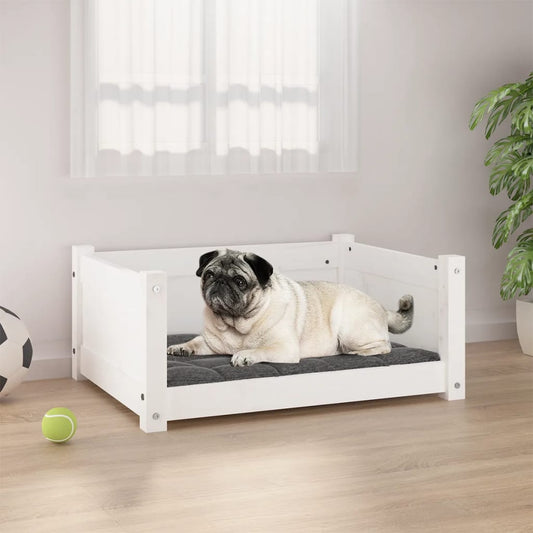 Hondenbed Wit 65,5x50,5x28 cm Massief grenenhout