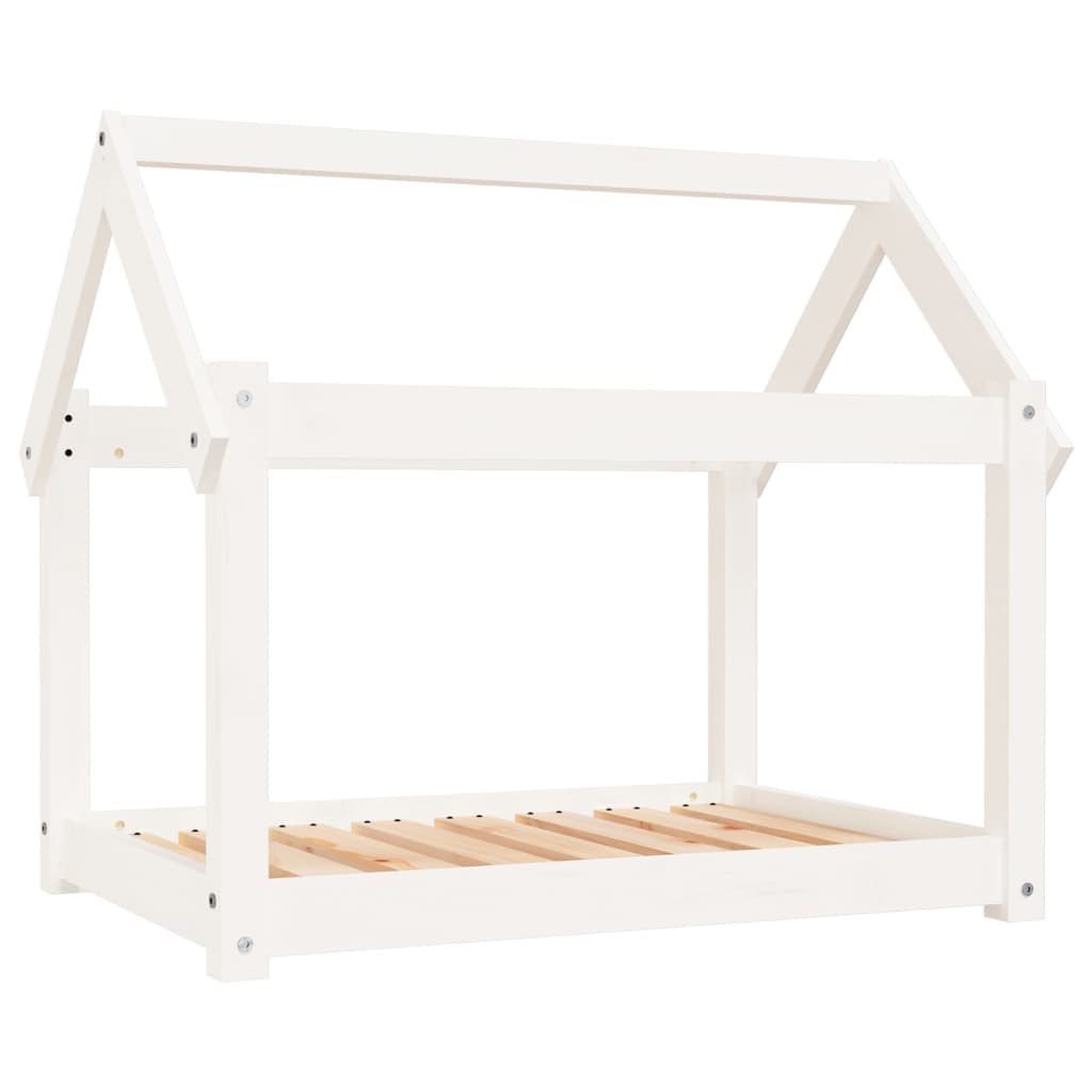Hondenbed 81x60x70 cm massief grenenhout wit