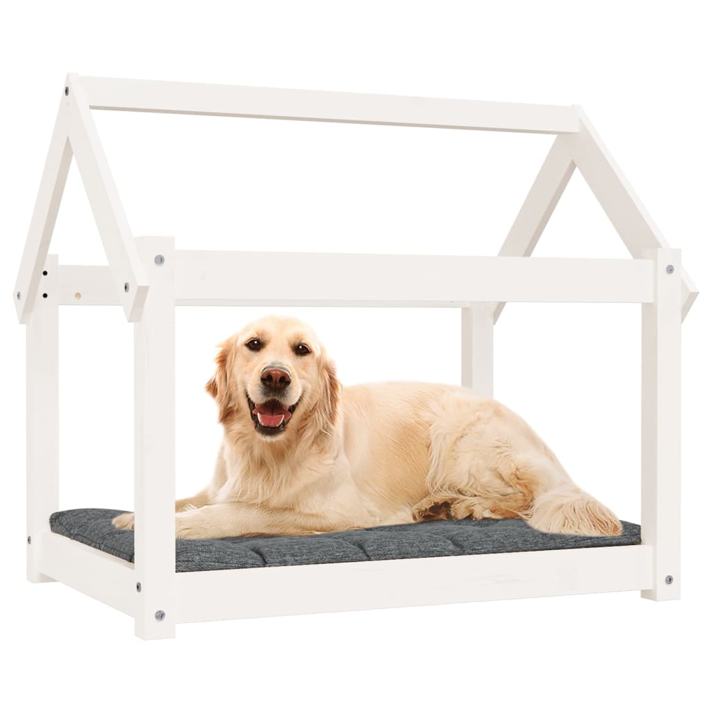 Hondenbed 81x60x70 cm massief grenenhout wit