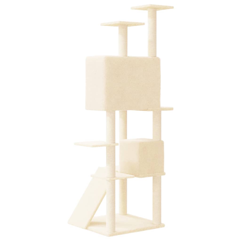 Kattenmeubel met sisal krabpalen 153 cm crèmekleurig