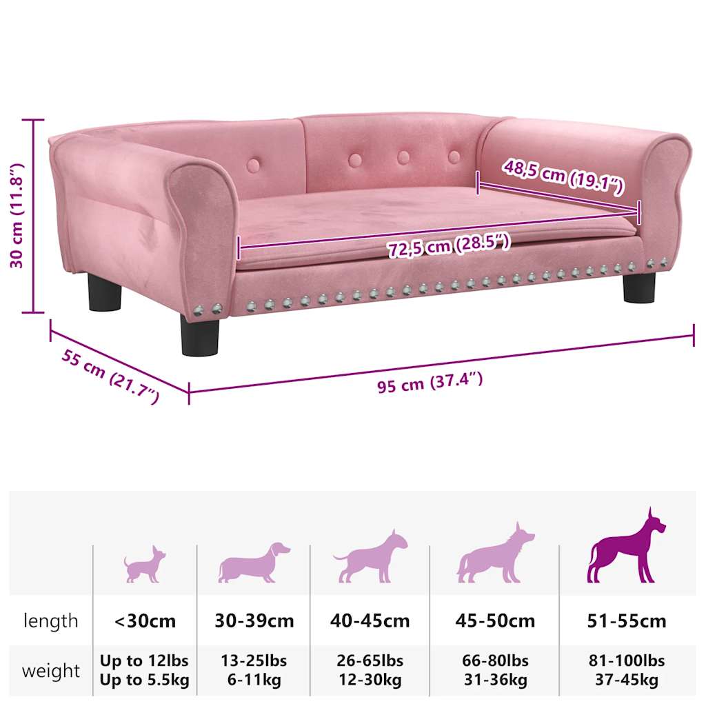 Hondenmand 95x55x30 cm fluweel roze
