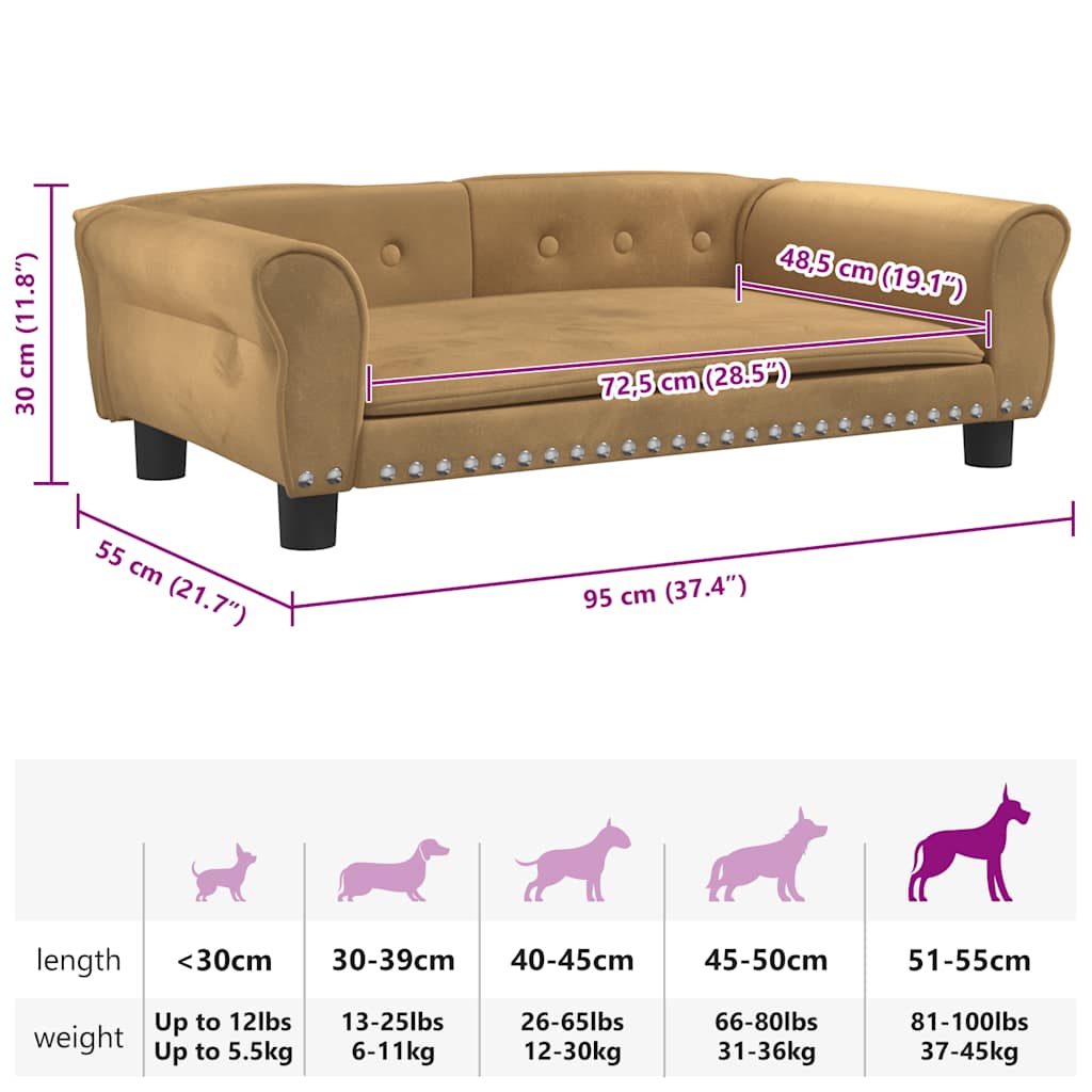 Hondenmand 95x55x30 cm fluweel bruin