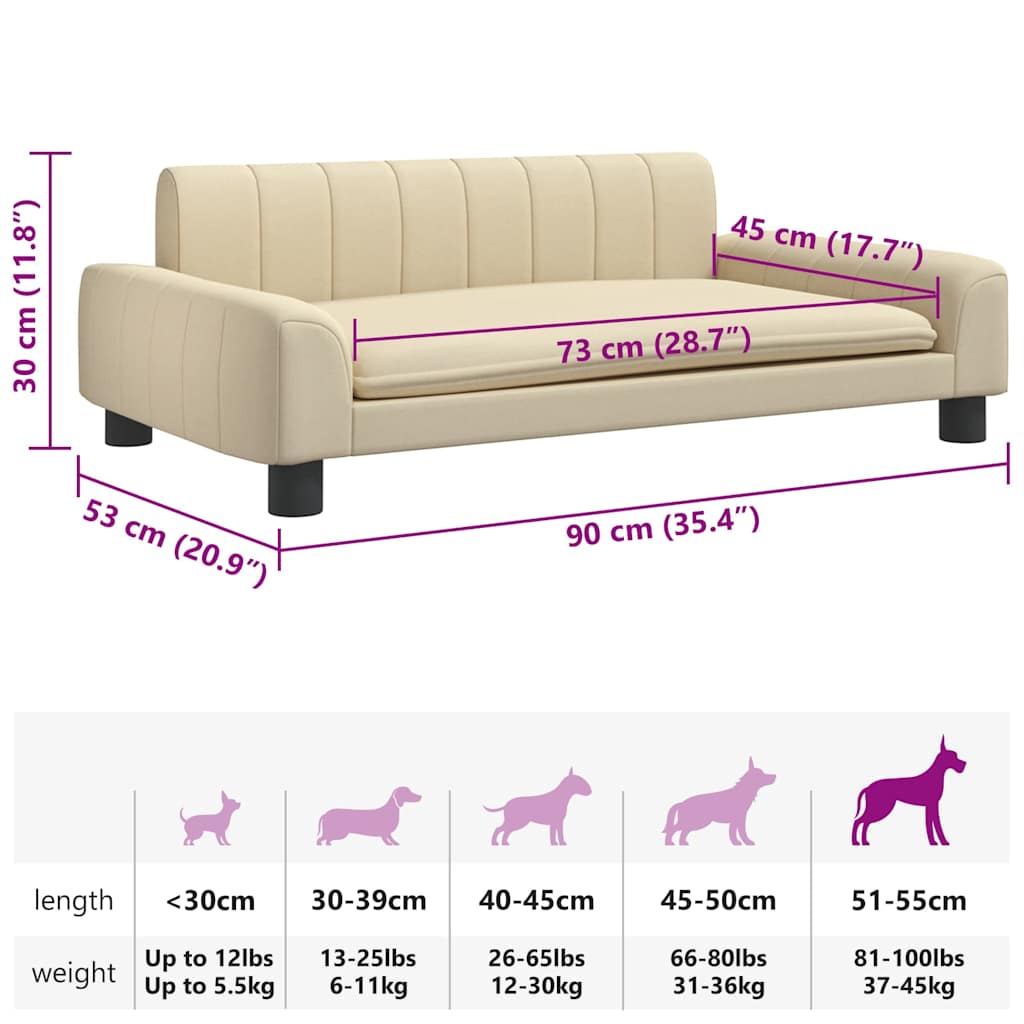 Hondenmand 90x53x30 cm stof crèmekleurig