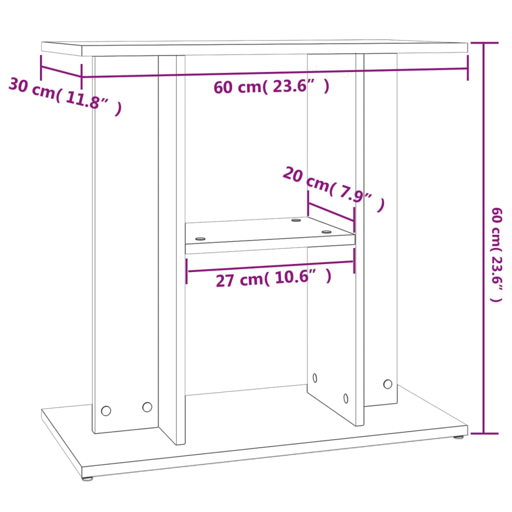 Aquariumstandaard 60x30x60 cm bewerkt hout wit
