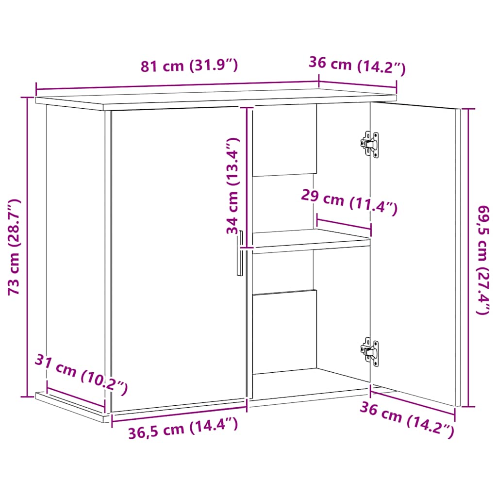 Aquariumstandaard 81x36x73 cm bewerkt hout wit