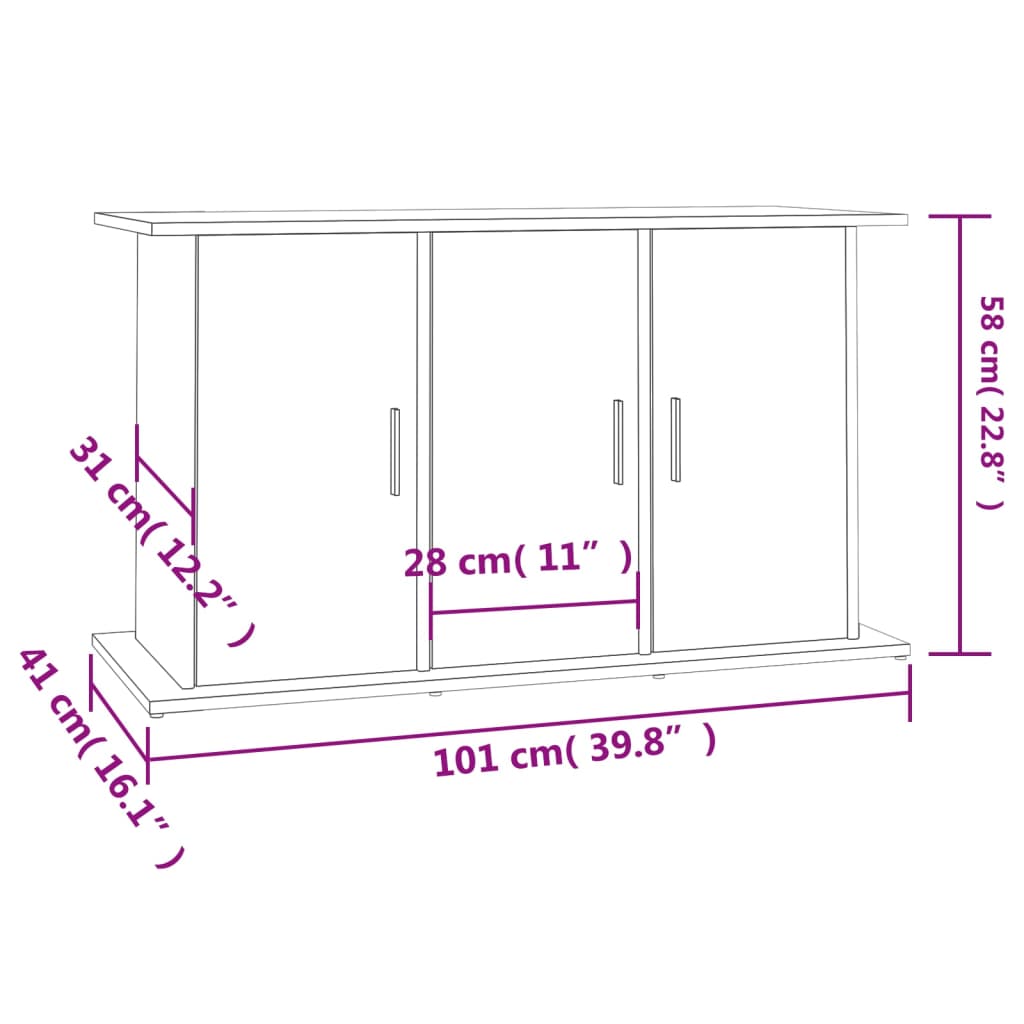 Aquariumstandaard 101x41x58 cm bewerkt hout grijs sonoma eiken