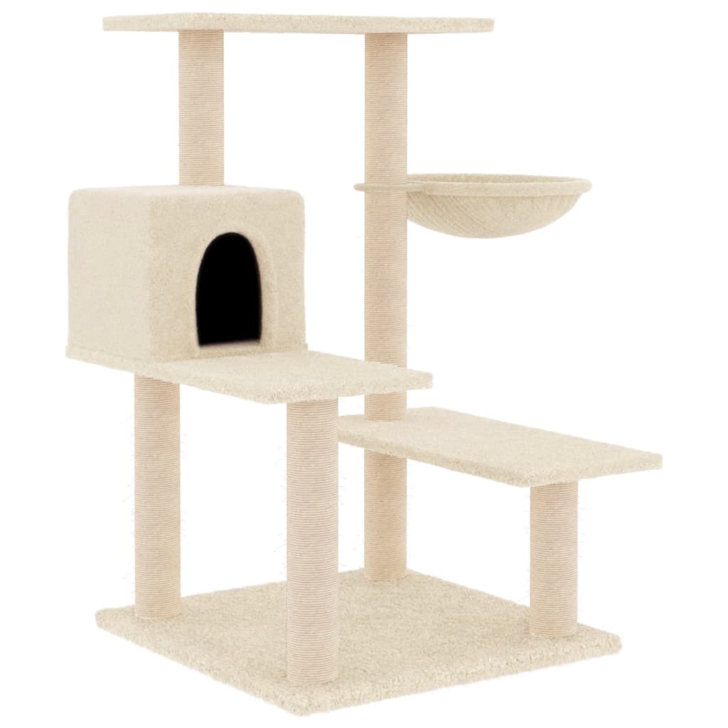 Kattenmeubel met sisal krabpalen 82,5 cm crèmekleurig