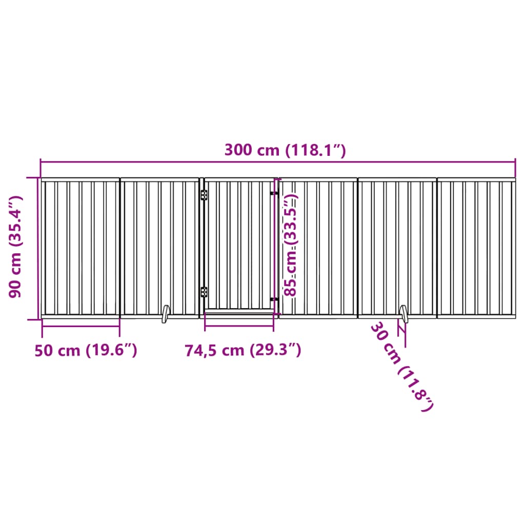 Hondenhek inklapbaar 6 panelen 300 cm populierenhout bruin