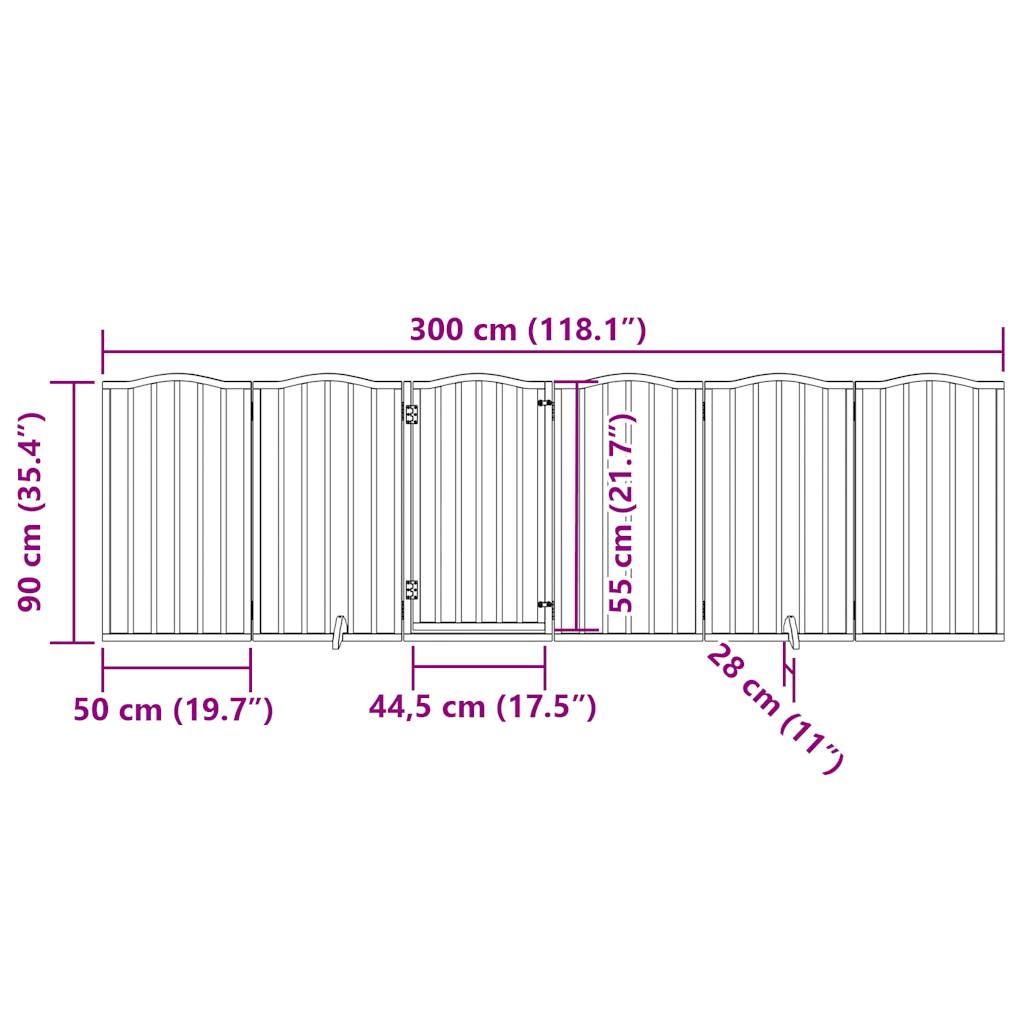 Hondenhek inklapbaar 6 panelen 300 cm populierenhout bruin eik