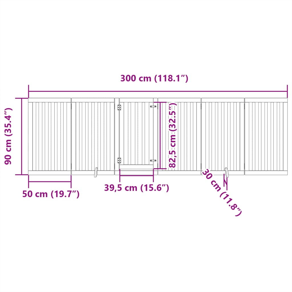 Hondenhek inklapbaar 6 panelen 300 cm populierenhout